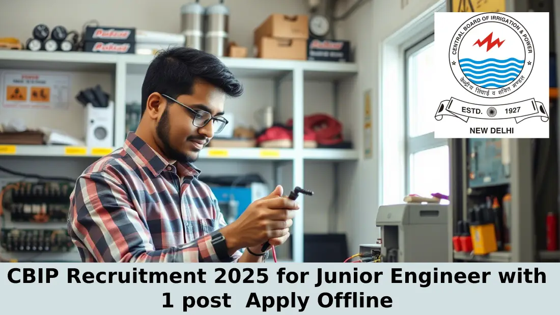 CBIP Recruitment 2025 for Junior Engineer with 1 post  Apply Offline