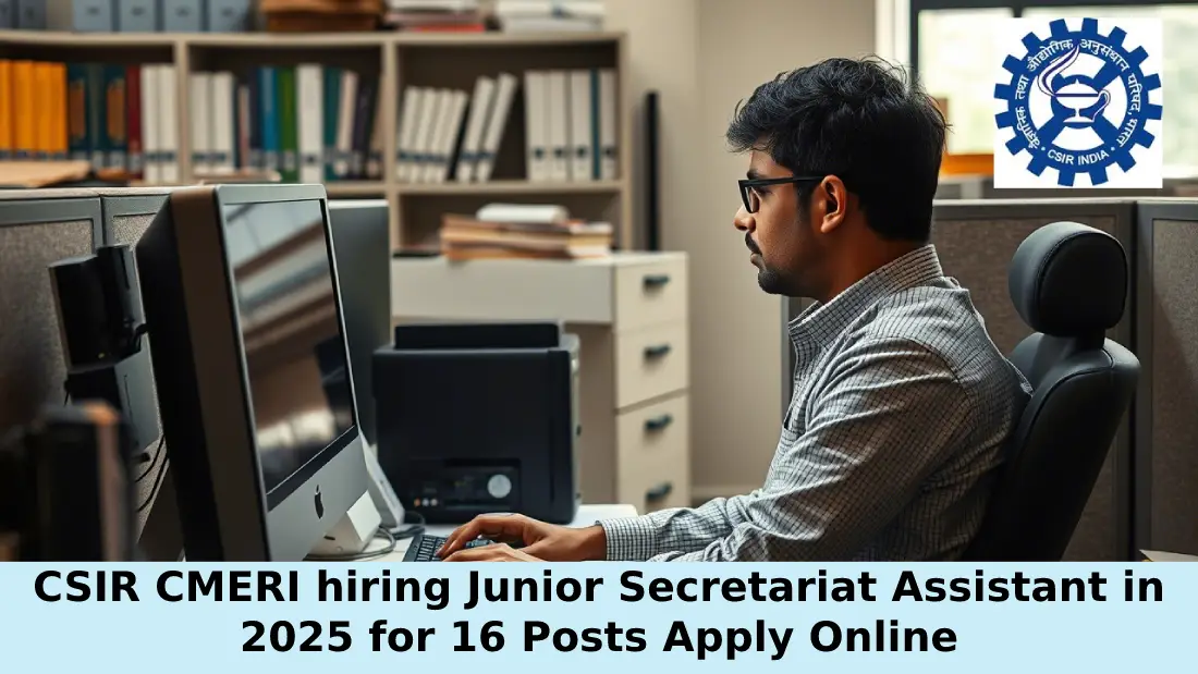 CSIR CMERI hiring Junior Secretariat Assistant in 2025 for 16 Posts Apply Online