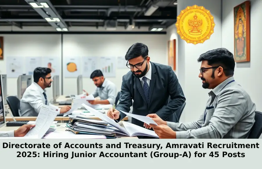 Directorate of Accounts and Treasury, Amravati Recruitment 2025: Hiring Junior Accountant (Group-A) for 45 Posts
