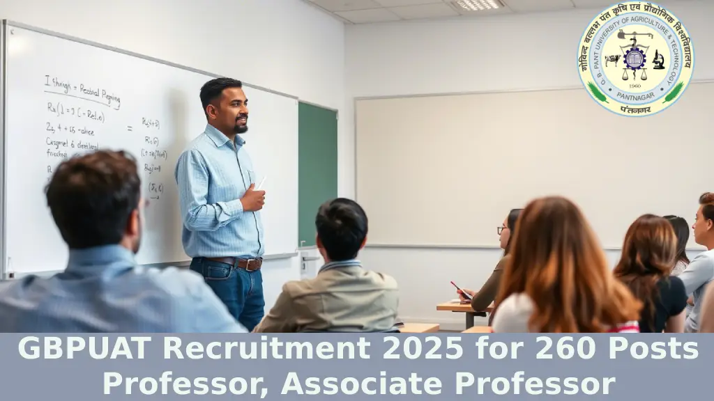 GBPUAT Recruitment 2025 for 260 Posts Professor, Associate Professor