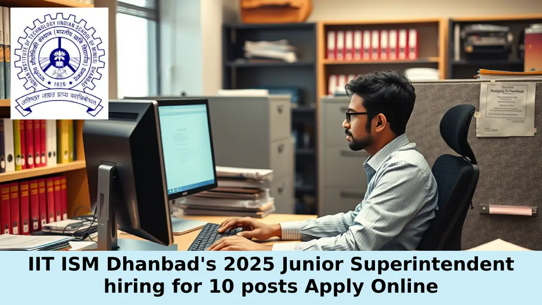 IIT ISM Dhanbad’s 2025 Junior Superintendent hiring for 10 posts Apply Online