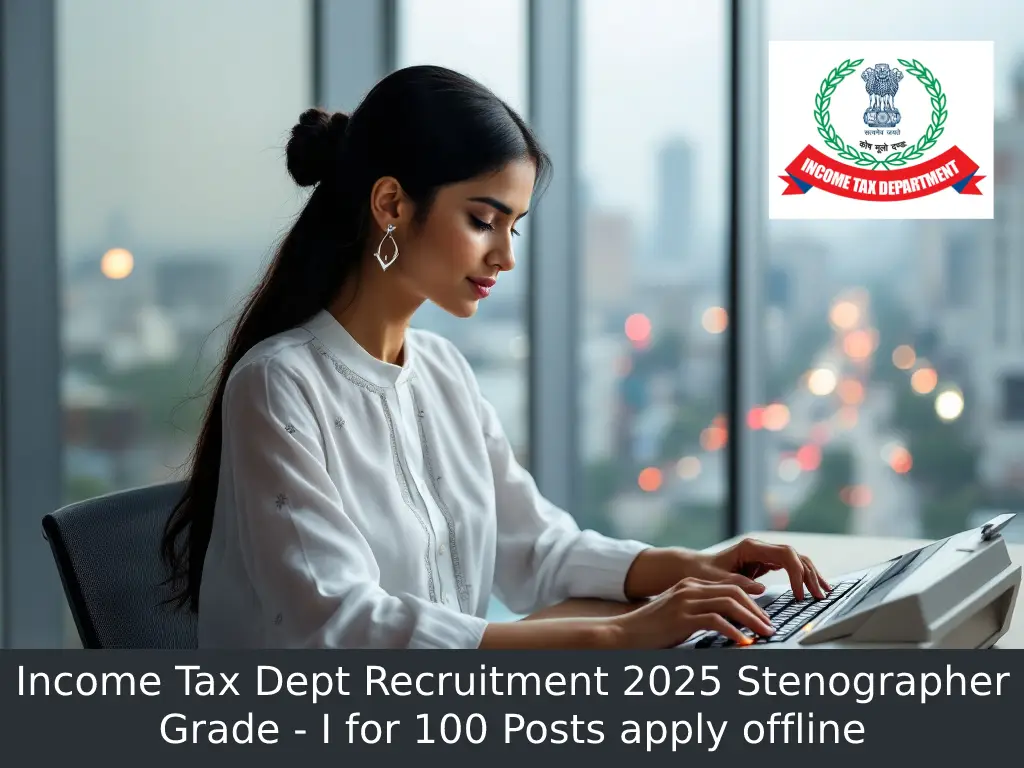 Income Tax Dept Recruitment 2025 Stenographer Grade – I for 100 Posts apply offline