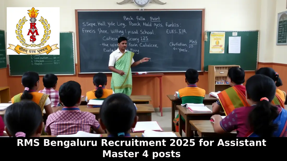 RMS Bengaluru Recruitment 2025 for Assistant Master 4 posts
