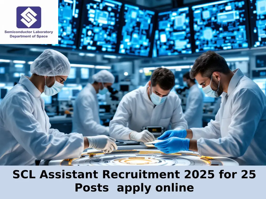 SCL Assistant Recruitment 2025 for 25 Posts  apply online