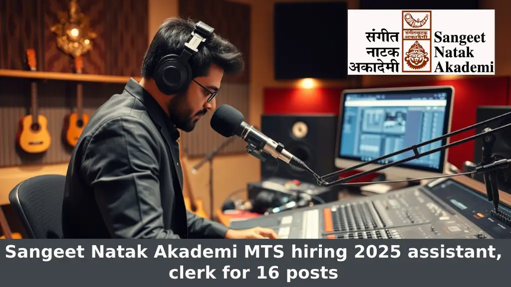 Sangeet Natak Akademi MTS hiring 2025 assistant, clerk for 16 posts