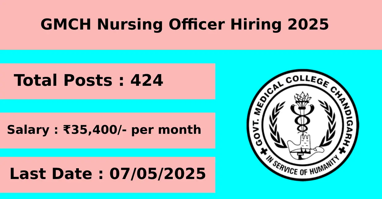 GMCH Nursing Officer Hiring 2025 for 424 Posts Apply Online