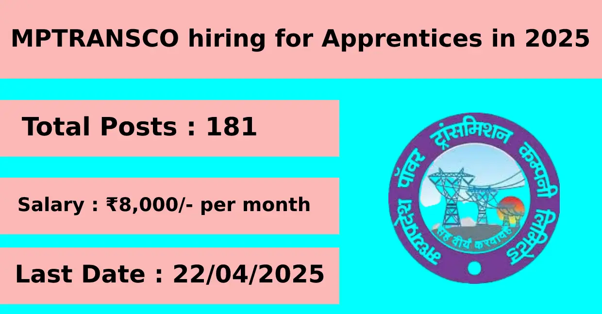 MPTRANSCO hiring for Apprentices in 2025 with 181 Posts Apply Online