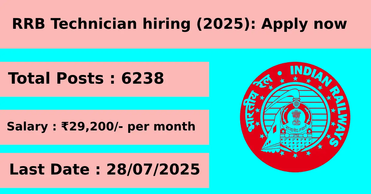 6238 RRB Technician hiring (2025): Apply now