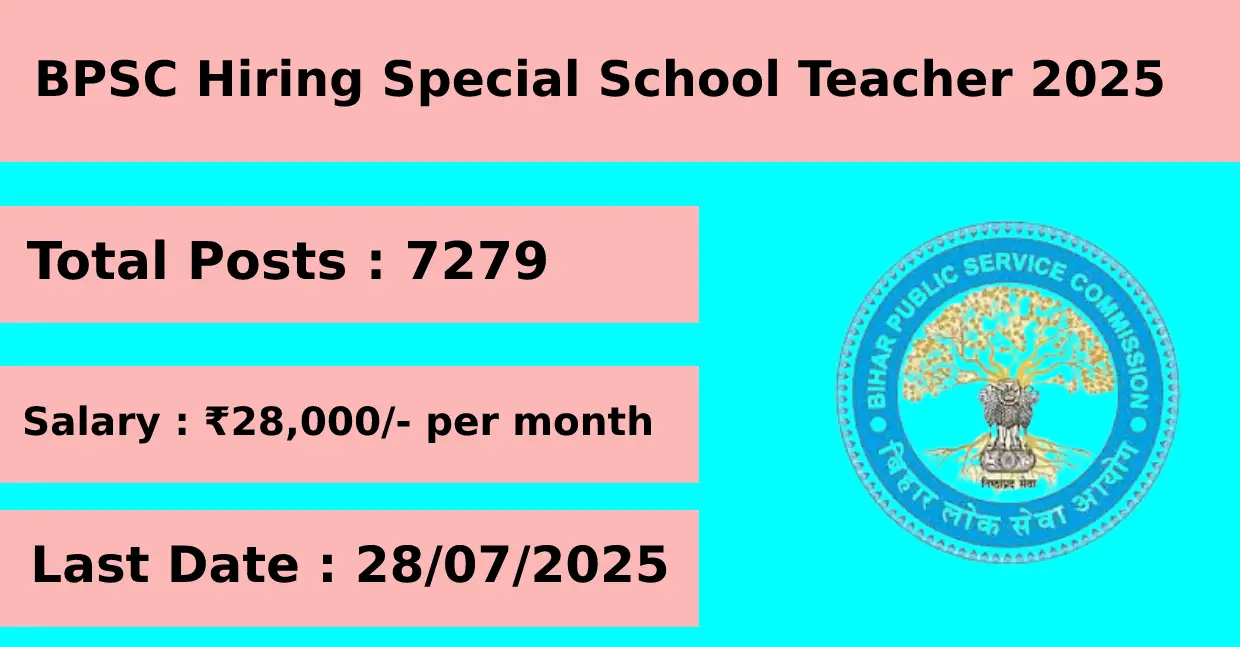 BPSC is hiring 7279 Special School Teachers apply online